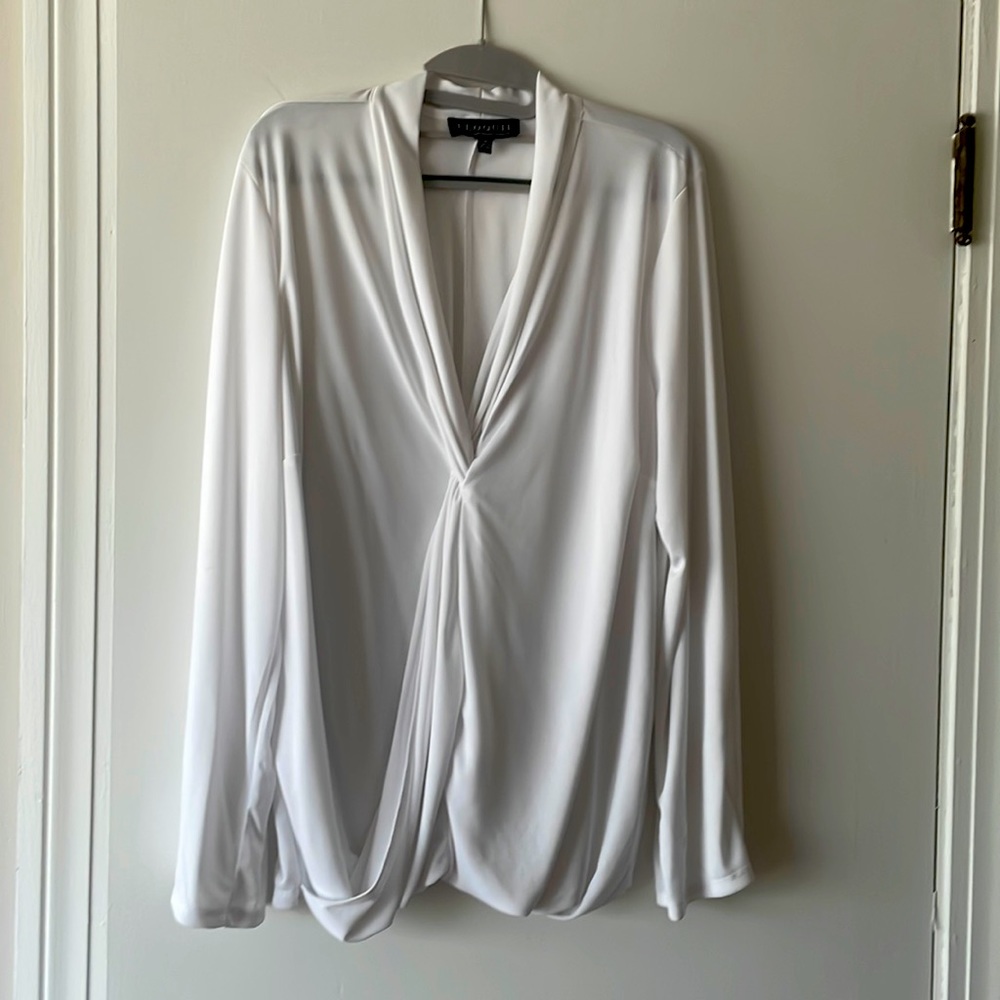 Eloquii White Drape Blouse